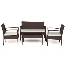 Лаундж сет (диван+2кресла+столик+подушки) (mod. 210000) пластиковый ротанг