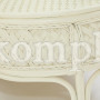 Комплект обеденный "ANDREA GRAND" (стол со стеклом+6 кресел+ подушки) TCH White (белый), ткань рубчик, цвет кремовый