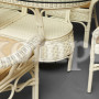 Комплект обеденный "ANDREA GRAND" (стол со стеклом+6 кресел+ подушки) TCH White (белый), ткань рубчик, цвет кремовый