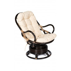 Кресло вращающееся "FLORES" 5005 с подушкой, Antique brown (античный черно-коричневый), ткань: хлопок, цвет: натуральный