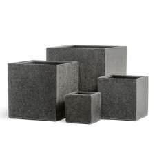 Кашпо TREEZ Effectory - Stone - Куб - Тёмно-серый камень, в-20