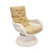 Кресло-качалка "ANDREA Relax Medium" с подушкой, TCH White (белый), ткань рубчик, цвет кремовый