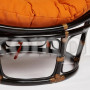 Кресло "PAPASAN" 23/01 W с подушкой, Antique brown (античный черно-коричневый), ткань Оранжевый, С 23