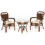 Комплект террасный ANDREA (стол кофейный со стеклом + 2 кресла + подушки) ротанг