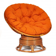 Кресло-качалка "PAPASAN" w 23/01 B с подушкой, Cognac (коньяк), ткань Оранжевый, С 23