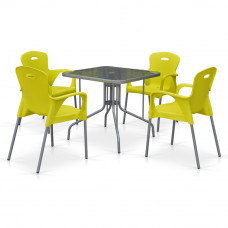 Комплект мебели для кафе TL80x80/XRF065BY-Yellow (4+1)