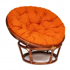 Кресло "PAPASAN" 23/01 W с подушкой, Pecan (орех), ткань Оранжевый, С 23