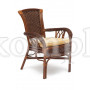 Комплект обеденный "ANDREA" (стол со стеклом + 4 кресла + подушки) Pecan Washed (античн. орех), Ткань рубчик, цвет кремовый