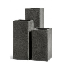 Кашпо TREEZ Effectory - Stone - Высокий куб - Тёмно-серый камень, в-75