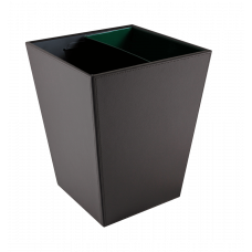 Квадратная корзина для мусора с металлической внутренней емкостью, отделка: кожзаменитель, цвета: черный, коричневый, размеры: 230х230хВ300 мм. 