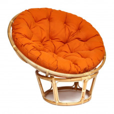 Кресло "PAPASAN ECO" P115-1/SP STD c подушкой, ремешками / Natural (натуральный), ткань Оранжевый, С 23