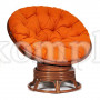 Кресло-качалка "PAPASAN" w 23/01 B с подушкой, Pecan (орех), ткань Оранжевый, С 23