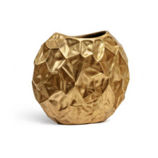 Кашпо TREEZ Effectory - Metal - Плоская сфера Design Сrumple - Сусальное золото, в-58
