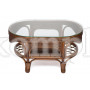 Комплект для отдыха "MICHELLE" (стол со стеклом+ диван + 2 кресла + подушки) Pecan Washed (античн. орех), ткань рубчик, цвет кремовый