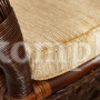 Комплект обеденный "ANDREA GRAND" (стол со стеклом+6 кресел+ подушки) Pecan Washed (античн. орех), ткань рубчик, цвет кремовый