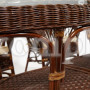 Комплект обеденный "ANDREA GRAND" (стол со стеклом+6 кресел+ подушки) Pecan Washed (античн. орех), ткань рубчик, цвет кремовый