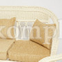Комплект для отдыха "MICHELLE" (стол со стеклом+ диван + 2 кресла + подушки) TCH White (белый), ткань рубчик, цвет кремовый