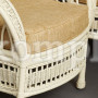 Комплект для отдыха "MICHELLE" (стол со стеклом+ диван + 2 кресла + подушки) TCH White (белый), ткань рубчик, цвет кремовый